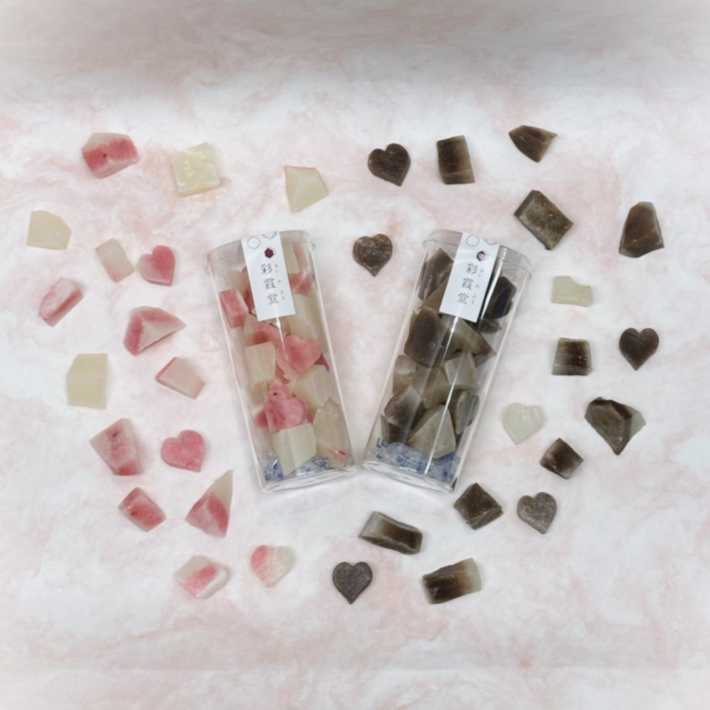 バレンタイン・ホワイトデー用　苺ミルク・ココアミルク琥珀糖